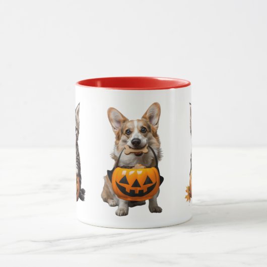 Halloween Kat en Hond" Schattigee Herfst Mok (Midden)