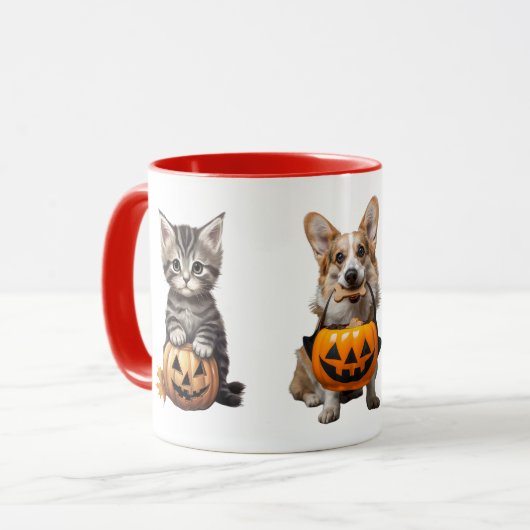 Halloween Kat en Hond" Schattigee Herfst Mok (Voorkant links)
