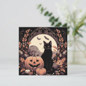Halloween Kat en Jack-o'lantern Spook Kaart (Staand voorkant)