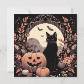 Halloween Kat en Jack-o'lantern Spooky Kaart (Voorkant)