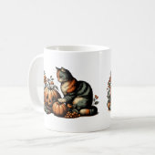  Halloween kat en pompoen Koffiemok (Voorkant links)