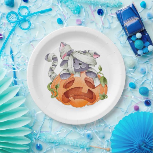 Halloween kat en pompoen papieren bordje (Feest)