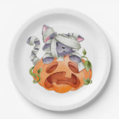 Halloween kat en pompoen papieren bordje (Voorkant)