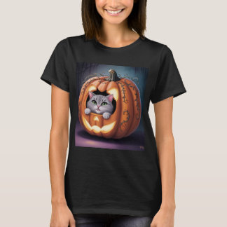 Halloween kat en pompoen t-shirt