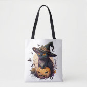 Halloween kat en pompoen tote bag (Voorkant)