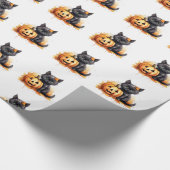 Halloween Kat en Pompoen Wrapping Papier (Hoek)