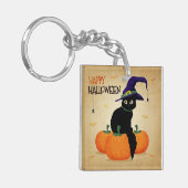  Halloween kat en pompoenen | Button Sleutelhanger (Voorkant Links)
