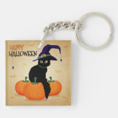  Halloween kat en pompoenen | Button Sleutelhanger (Achterkant)