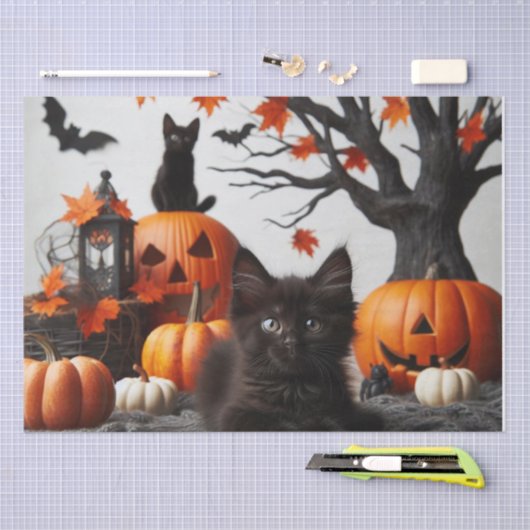Halloween Kat en Pompoenen Decoupage Tissuepapier (Craft)