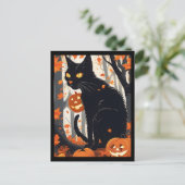Halloween kat en pompoenen feestdagenkaart (Staand voorkant)