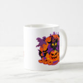 Halloween kat en pompoenen koffiemok (Voorkant rechts)