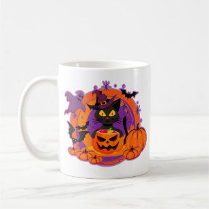 Halloween kat en pompoenen koffiemok
