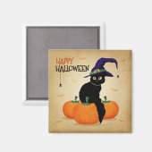 Halloween Kat en Pompoenen | Magneet (Voorkant / Achterkant)