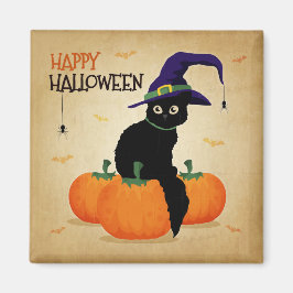 Halloween Kat en Pompoenen | Magneet