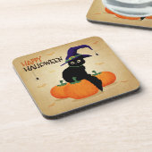  Halloween kat en pompoenen | Onderzetter (Linkerzijde)