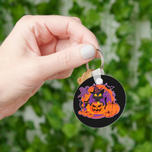 Halloween kat en pompoenen sleutelhanger