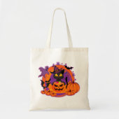 Halloween kat en pompoenen tote bag (Voorkant)