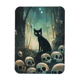 Halloween kat en schedels magneet