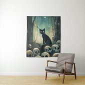 Halloween kat en schedels wandkleed (In situ)