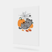 Halloween Kat en Spiders Classic T-shirt Acryl Bord (Hoek)