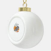 Halloween Kat en Spiders Classic T-shirt Keramische Bal Ornament (Rechts)