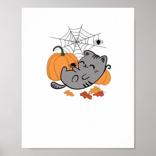 Halloween Kat en Spiders Classic T-shirt Poster (Voorkant)