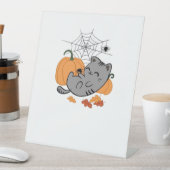 Halloween Kat en Spiders Classic T-shirt Reclamebord Met Voetstuk (Insitu)