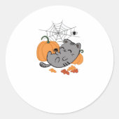 Halloween Kat en Spiders Classic T-shirt Ronde Sticker (Voorkant)