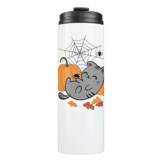 Halloween Kat en Spiders Classic T-shirt Thermosbeker (Voorkant)