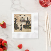 Halloween kat en spookhuis servet (Insitu)