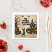 Halloween kat en spookhuis servet (Insitu)