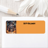 Halloween kat en trick or treat kind etiket (Insitu)