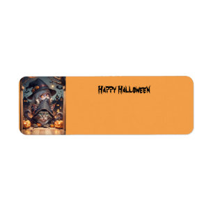 Halloween kat en trick or treat kind etiket