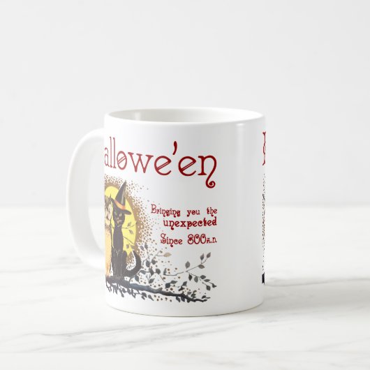  Halloween Kat en Uil Koffie Mok (Voorkant links)