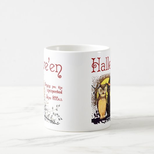  Halloween Kat en Uil Koffie Mok (Center)