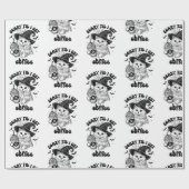 Halloween kat eng totdat ik koffie krijg cadeaupapier (Vlak)