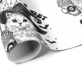 Halloween kat eng totdat ik koffie krijg cadeaupapier (Rol Hoek)