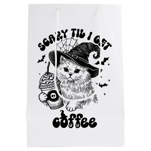 Halloween kat eng totdat ik koffie krijg medium cadeauzakje (Achterkant)