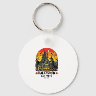 Halloween Kat Feest Heks Ketel Zwarte Katten Jagen Sleutelhanger