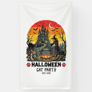 Halloween Kat Feest Heks Ketel Zwarte Katten Versc Spandoek