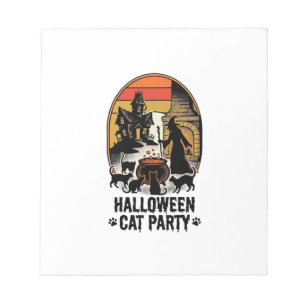 Halloween Kat Feestje Vintage Heks Katten Ontwerp_ Notitieblok