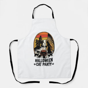 Halloween Kat Feestje Vintage Heks Katten Ontwerp_ Schort