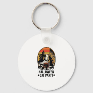 Halloween Kat Feestje Vintage Heks Katten Ontwerp_ Sleutelhanger