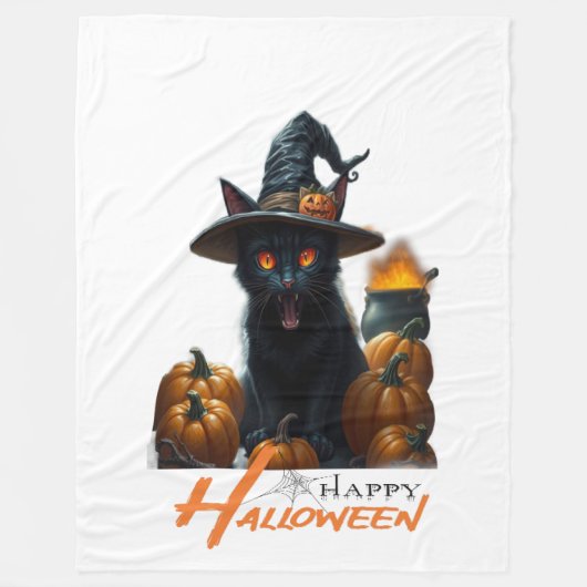 Halloween Kat Fleece Deken (Voorkant)