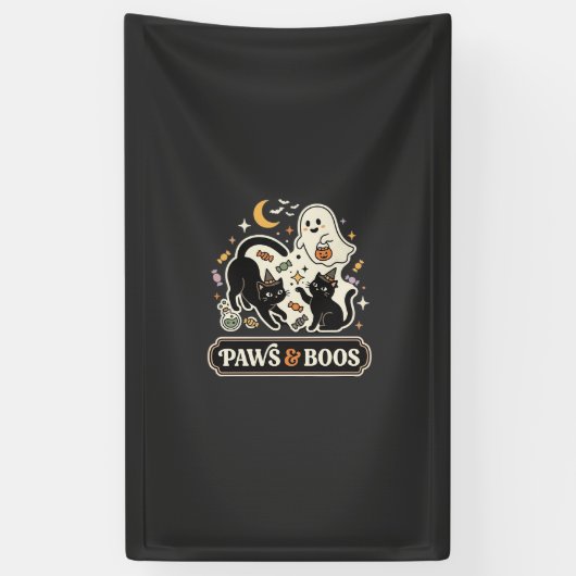 Halloween Kat Geest Magie Spandoek (Verticaal)