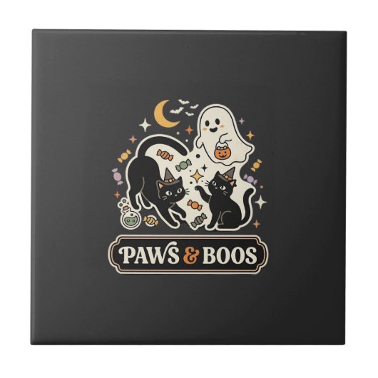 Halloween Kat Geest Magie Tegeltje (Voorkant)