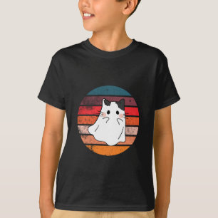 Halloween kat geest retro t-shirt