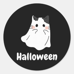 Halloween kat geest ronde sticker
