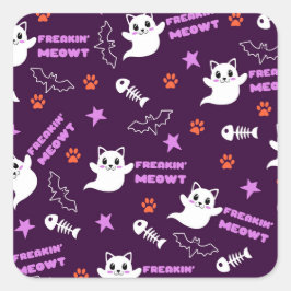 Halloween Kat Geest Vierkante Sticker