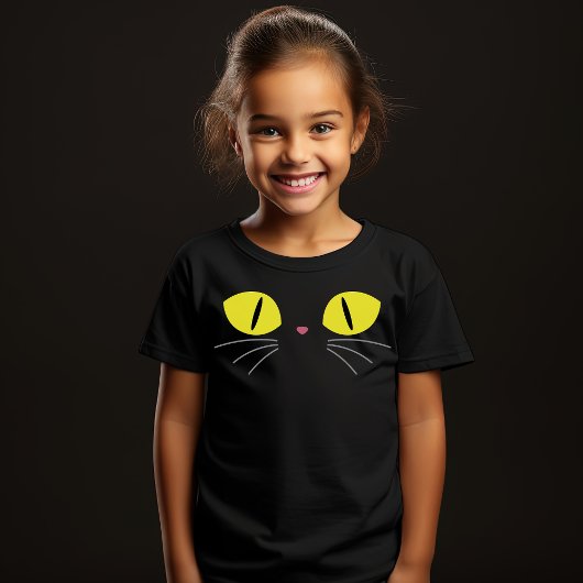 Halloween Kat Gezicht Gele Ogen Whiskers T-shirt